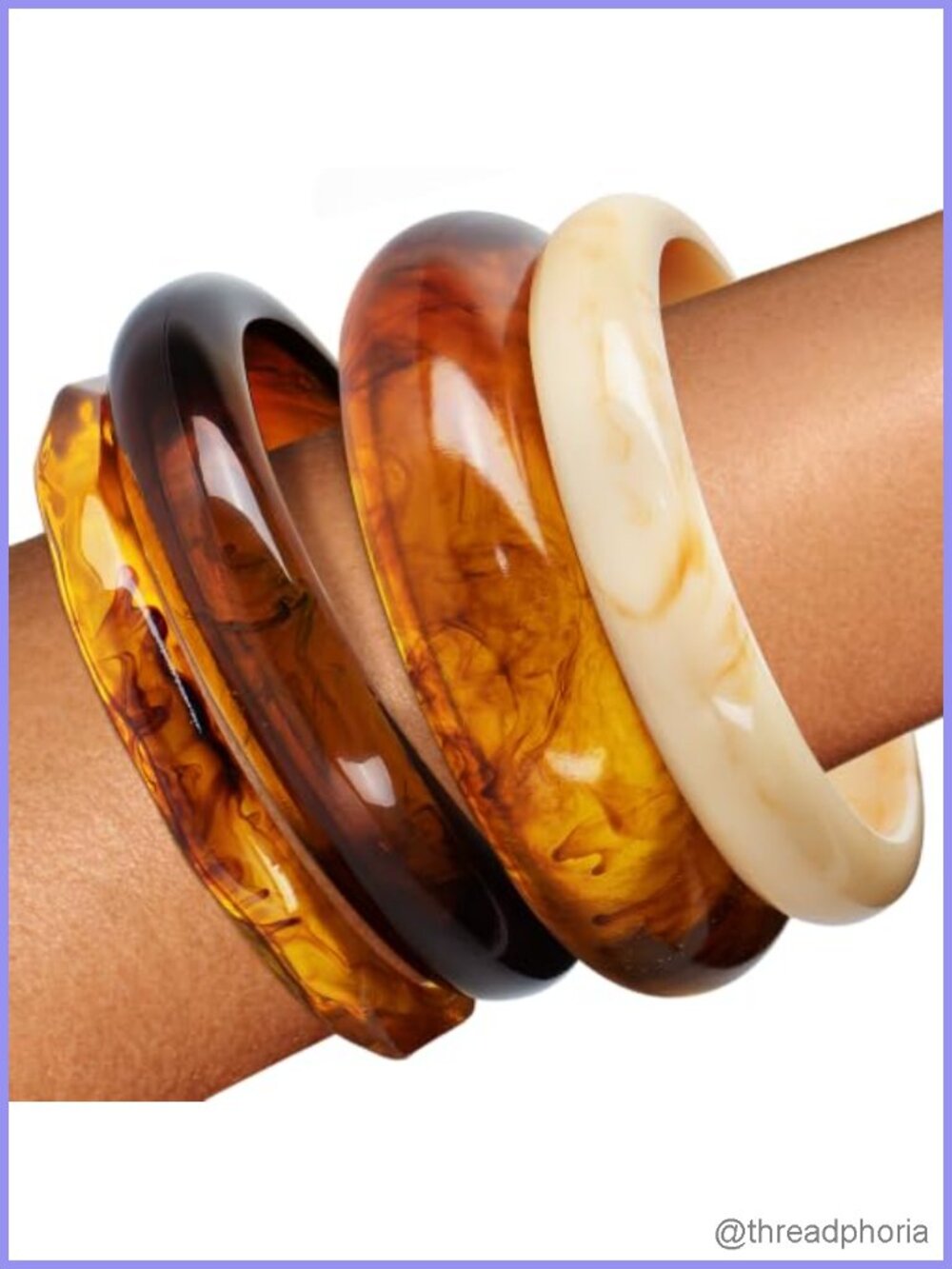 Chunky Resin Bangle Bracelets Set for Women - 4 PC